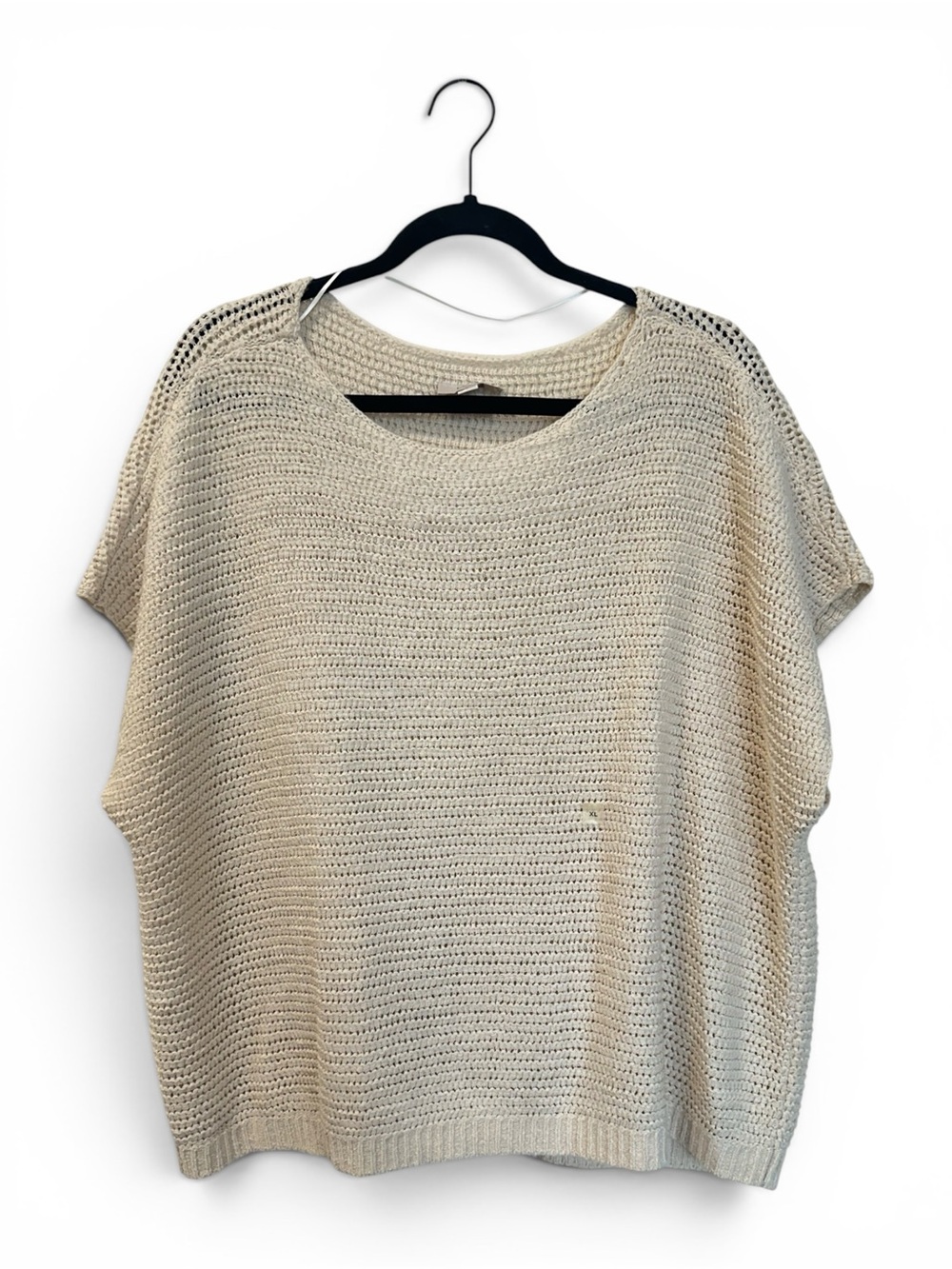 Loft Outlet Boatneck Relaxed Open-Weave Texture SS Sweater NWT Cream SZ XL
